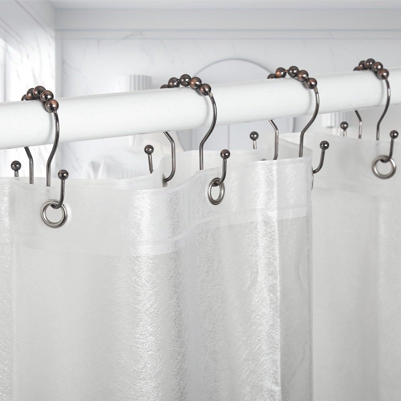 Goowin Shower Curtain Hooks, 12 Pcs Shower Curtain Rings, Stainless Steel Bronze Shower Curtain Hooks Rings Rust Proof, Balance Sliding Anti-Drop Double Shower Hooks for Shower Curtain Rod (Bronze) - Image 3